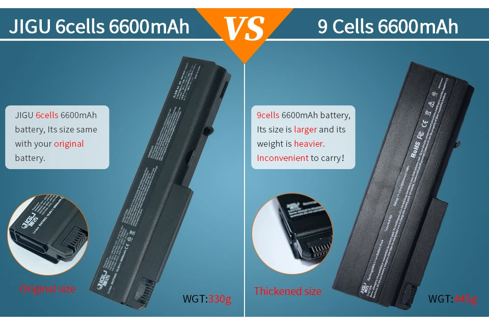 Bateria para computador jigu lapop, compatível com hp flash nc6120