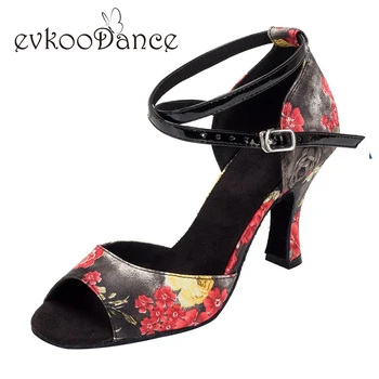 

Zapatos De Baile Flower Color Heel Height 8 cm Comfortable Size US 4-12 Professional Woman Dancing Shoes Latin Shoes NL095