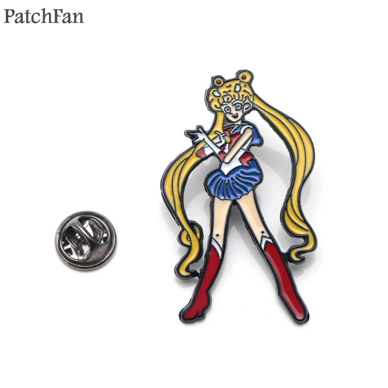 Patchfan Сейлор Мун кошкой луной мультфильм цинка галстук забавные шпильки рюкзак
