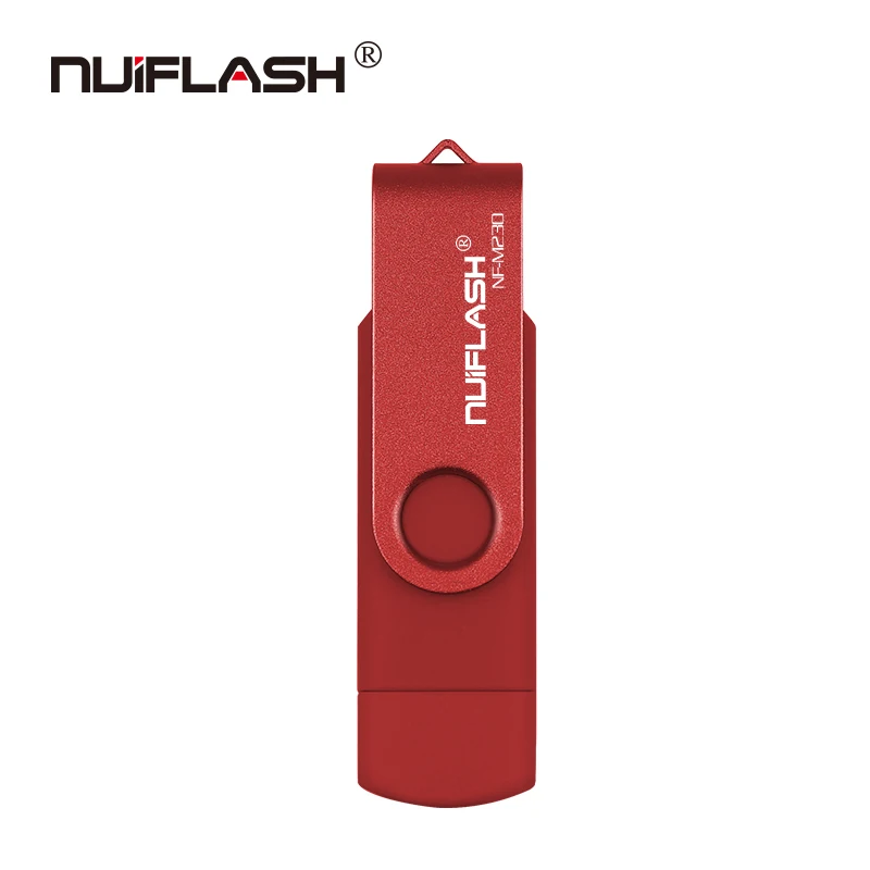 Nuiflash, смартфон, USB флеш-накопитель, металлический флеш-накопитель, 64 ГБ, флешка, 8 ГБ, OTG, внешнее хранилище, микро usb карта памяти, флеш-накопитель - Цвет: red