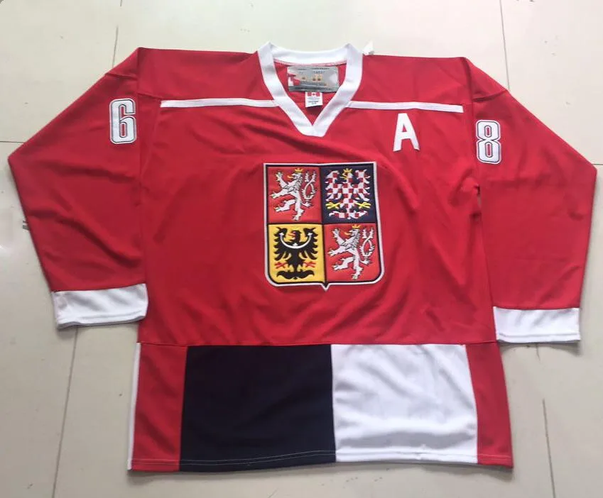 

JAROMIR JAGR CZECH REPUBLIC Hockey Jersey Embroidery Stitched Customize any number and name Jerseys