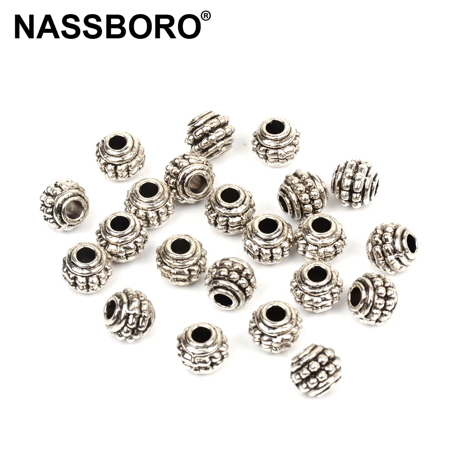 

6X7mm Retro Silver Metal Spacer Beads Round Wheel Beads Charms Loose Bead Diy Jewelry Bracelet Accessories Wholesale Craft