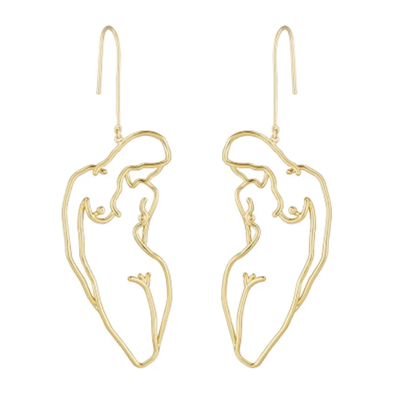 

New Classic body fashion simple personality net red ins long metal face outline Earrings For Women