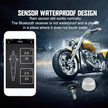 

Motorcycle Tire Pressure Monitoring System Bluetooth Wireless Tire Alarm Security Monitor IOS Android APP Control 12V Car TPMS