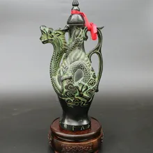 Бронзовый архаическим предметы мебели плоская фляжка чайник украшения дома искусств и ремесла Дракон