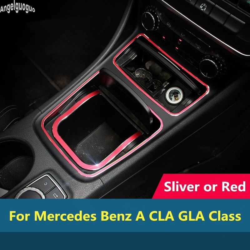 For Mercedes Benz A CLA GLA Class X156 W176 C117 W117 Car Center Console Storage Box Frame Ashtray Holder Sticker Car-styling