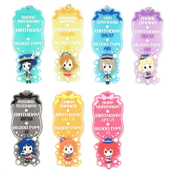 

Love Live Sunshine Aqours Anime Kanan Mari Chika Yoshiko Ruby Dia Hanamaru Kunikida Happy Party Train Birthday Rubber Keychain