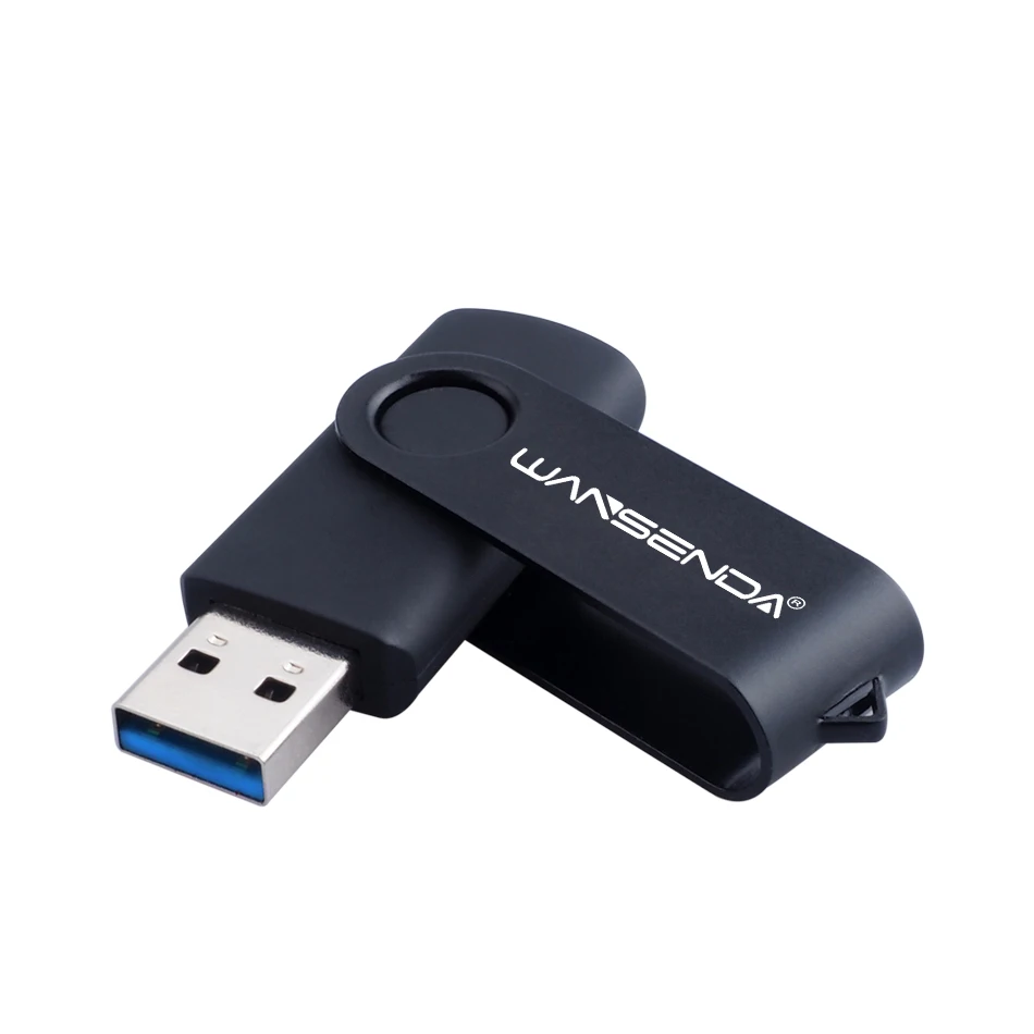 WANSENDA D300 USB флеш-накопитель 3,0, 128 ГБ, 64 ГБ, 32 ГБ, 16 ГБ, 8 ГБ, 4 Гб, вращающийся дизайн, карта памяти, флешка, посылка - Цвет: Черный