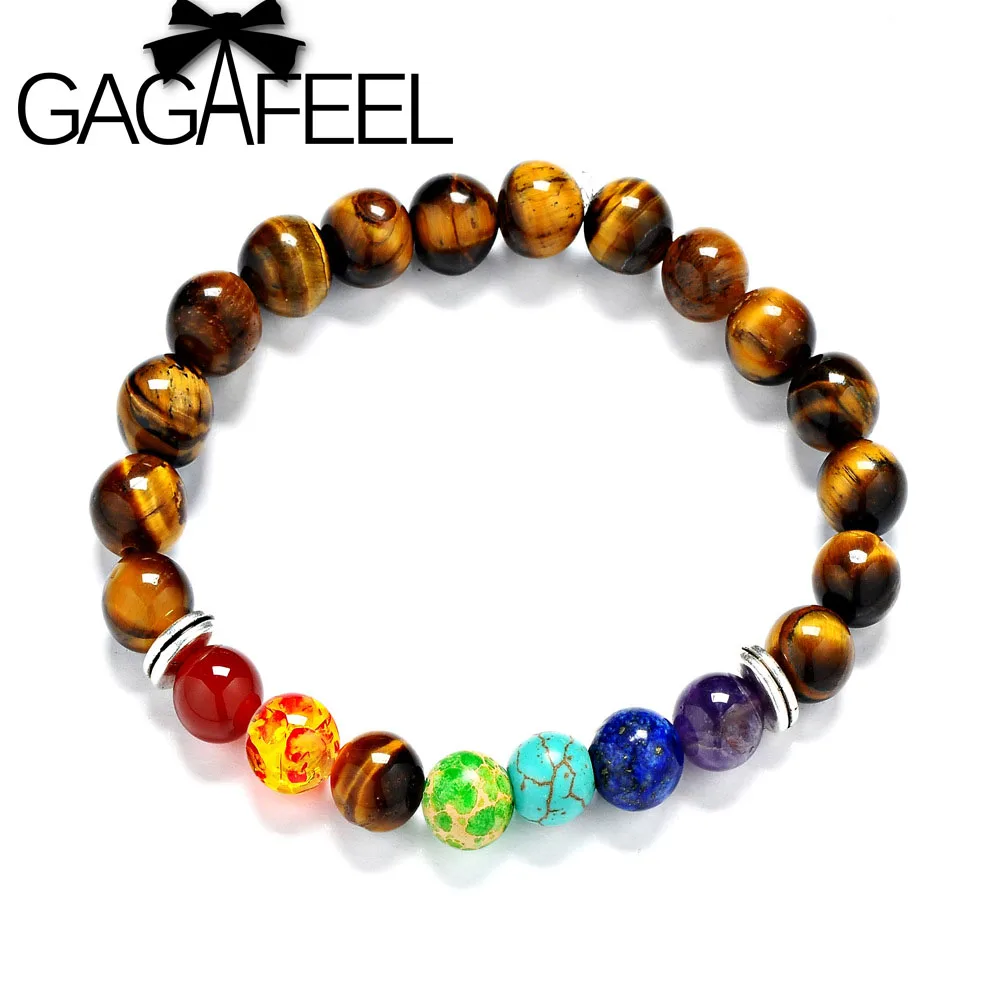 

GAGAFEEL Watch Bracelet Natural Stone 8MM lava Stone Tiger Eye Stone Colorful Beads Bracelet & Bangle for Women Men Jewelry