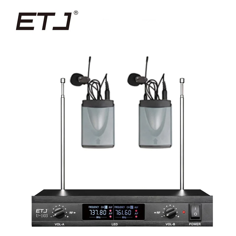 ETJ бренд двойной беспроводной микрофон изменяемый ручной поясной беспроводной микрофон U-103