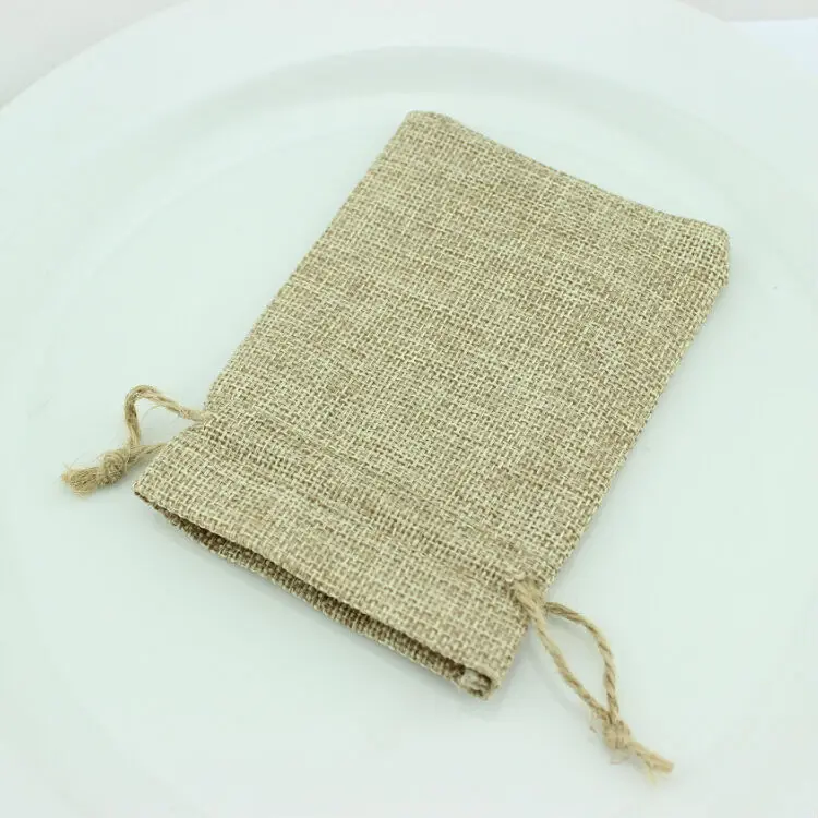 50pcs 13x18cm Linen Favor Gift Bags Wedding Guest Favor Bags Drawing 