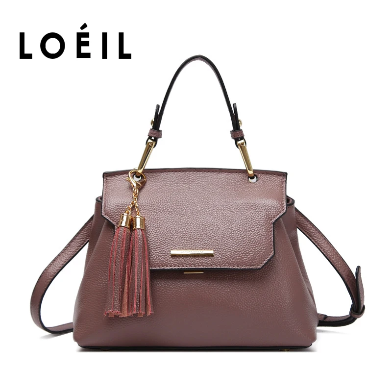

LOEIL Leather bag female 2018 new wave fashion Europe and America handbags wild Messenger head layer leather shoulder bag