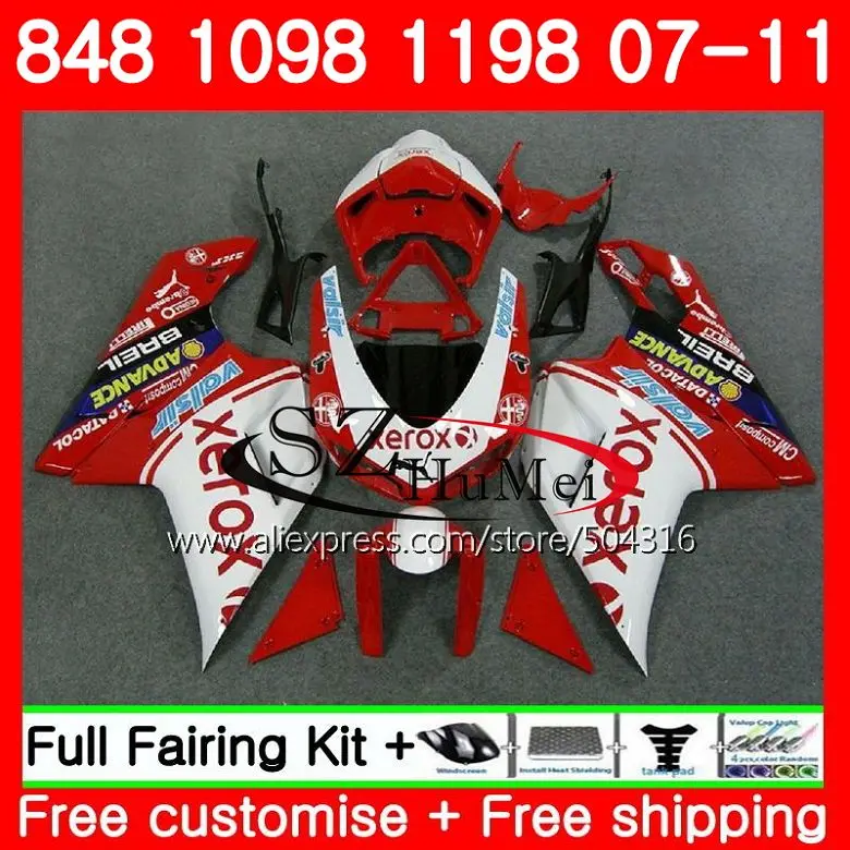 No. 1 Корпус для поездок на мотоцикле DUCATI 848R 1098R 848 1098 1198 07 08 09 10 11 79SH1 1098 S Топ белого и красного цвета 848 S R 1198 S 2007 2008 2009 2010 2011 обтекатель - Цвет: No. 1