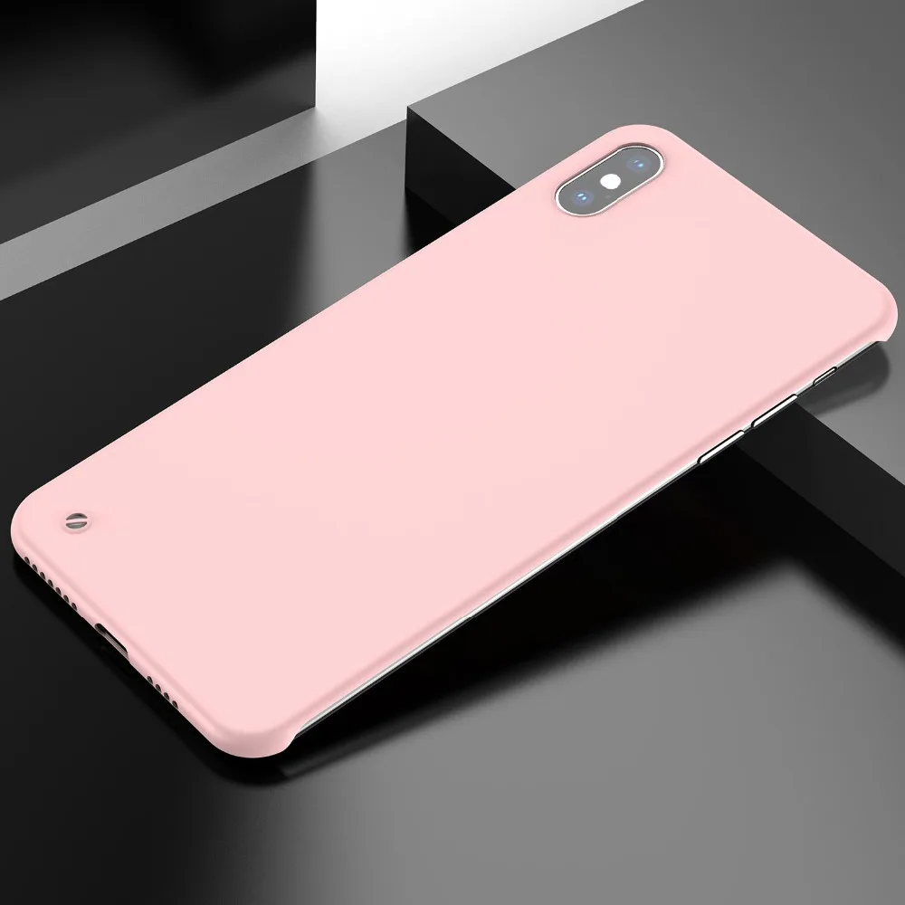 Borderless Cases For iPhone Xr X Xs Max Cover Candy Color Frameless Scrub Slim Hard PC (8)