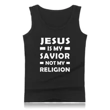 Хесус мой спаситель печатных спортивные Тэнк-топы Плюс Размер Летний жилет спортивная рубашка без рукавов Мода хлопок Бодибилдинг майка для мужчин