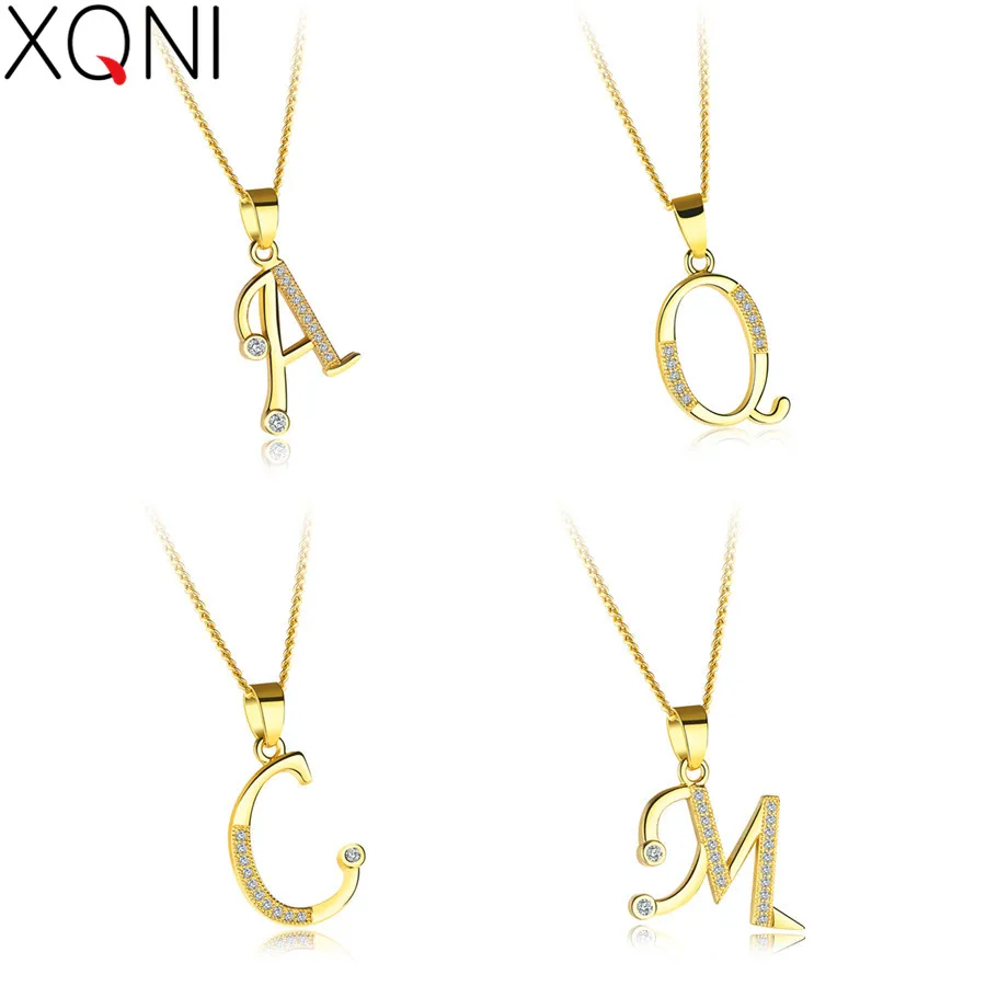 XQNI Alphabet A Z Letter Necklace For Women Initial Name Pendant Pave ...