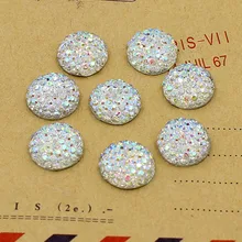 Кристальные Стразы AB 10,12, 14,16 мм с плоской задней стороной, круглые стразы в горошек, кабошон, стразы из смолы с плоской задней поверхностью для украшения своими руками