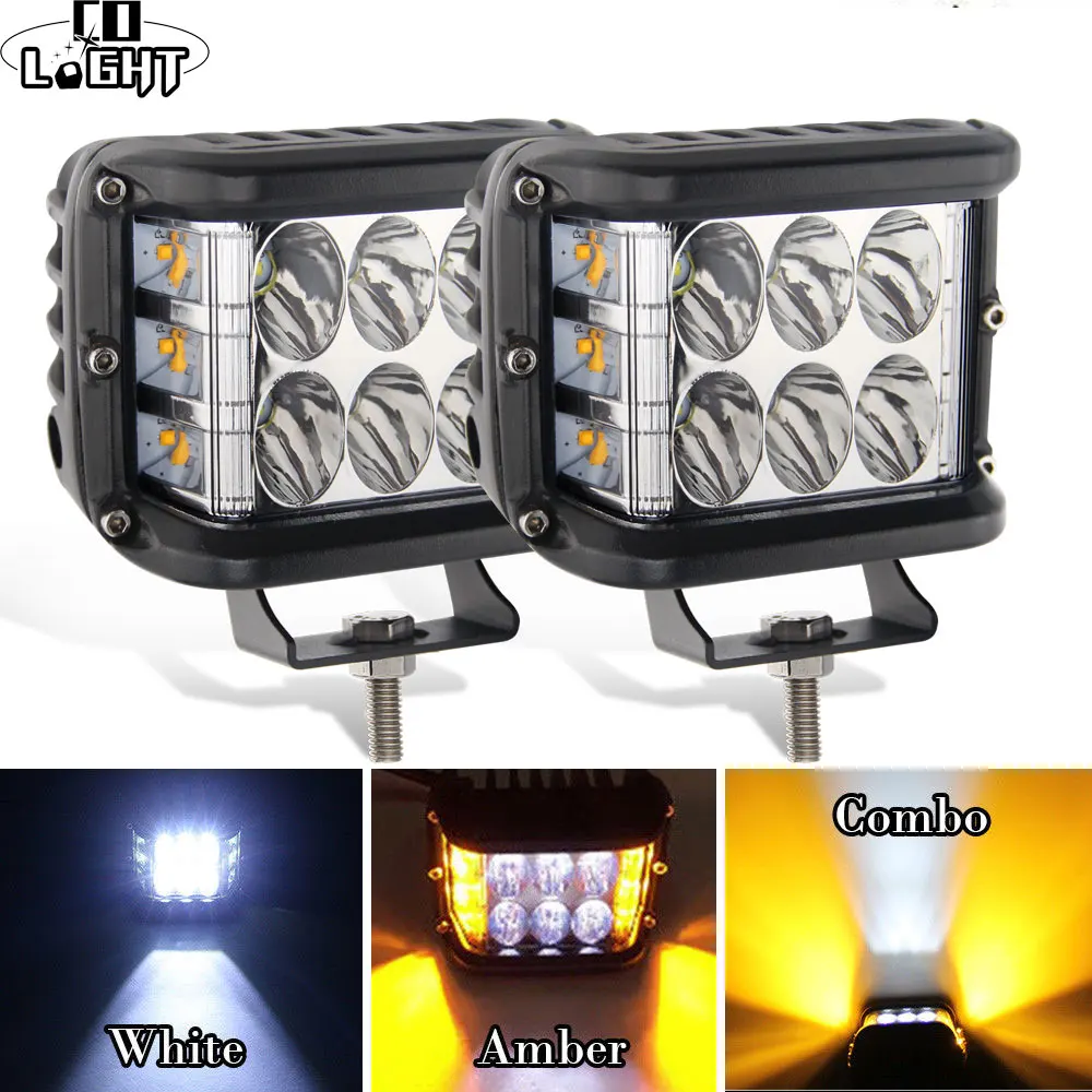 

CO LIGHT 4 inch 7D LED Work Light 12V 72W Strobe Side Shooter Flashing Auto Driving Fog Light Bar for Jeep Trucks ATV Boat SUV