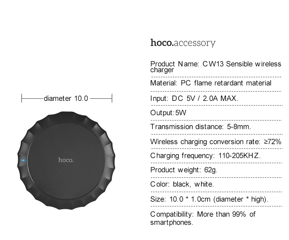 HOCO original Qi Wireless Charger Desktop Wireless Charging _12