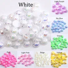 2/3/4/5/6/8/10/12/14 мм акриловые бусины ABS имитация жемчуга Половина круглые Пришивные АВ Цвета бусины для самостоятельного изготовления ювелирных изделий Аксессуары