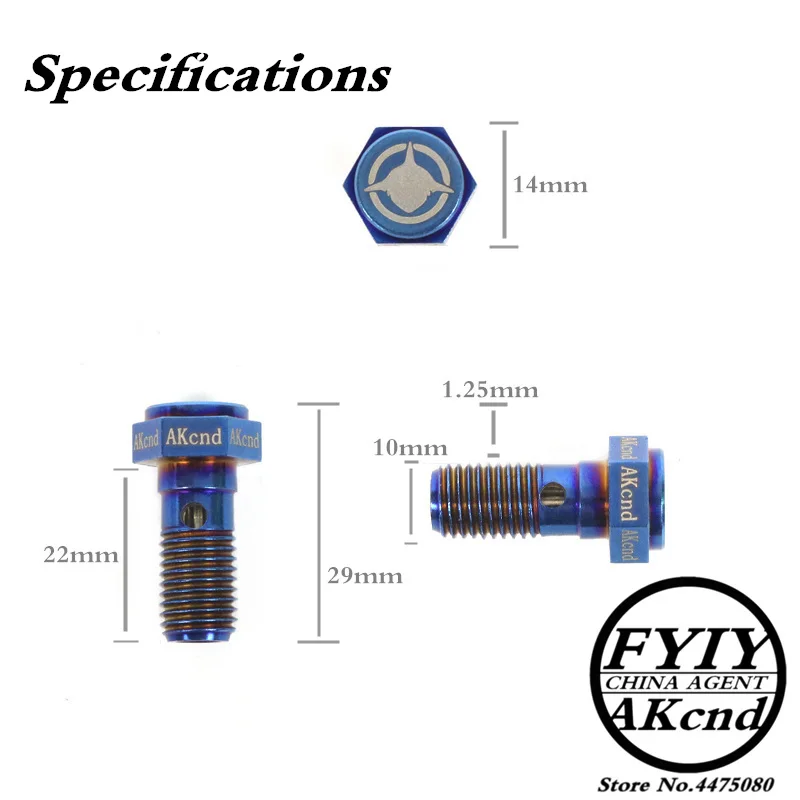 AKCND тормозной суппорт для мотоцикла банджо-болт маслоспускной винт/полый винт M10x1.25mm для стоп-сигнала рукав, Суппорт тормозной цилиндр
