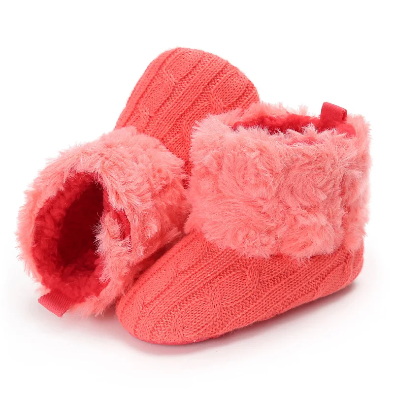 Теплые милые зимние сапоги для маленьких девочек; зимние сапоги на меху для малышей; модная детская обувь; Размеры 0-12 м; BS071