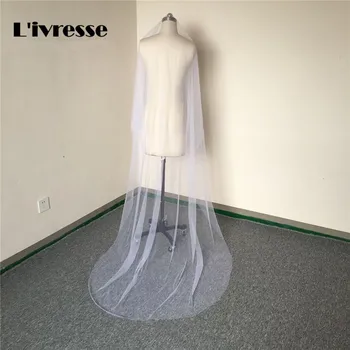 

Vintage 3 Meters Bridal Veils Wedding Accessories White Ivory Soft Tulle No Combs Wedding Veils Velo De Novia