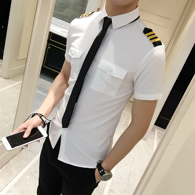 Flight Attendants Clothing Spring Men Short Sleeve Shirt Summer Slim Fit Casual Mens Shirts 6XL-S Camisa Masculina Black/White Flight Attendants Clothing Spring Men Short Sleeve Shirt Summer Slim Fit Casual Mens Shirts 6XL-S Camisa Masculina Black/White