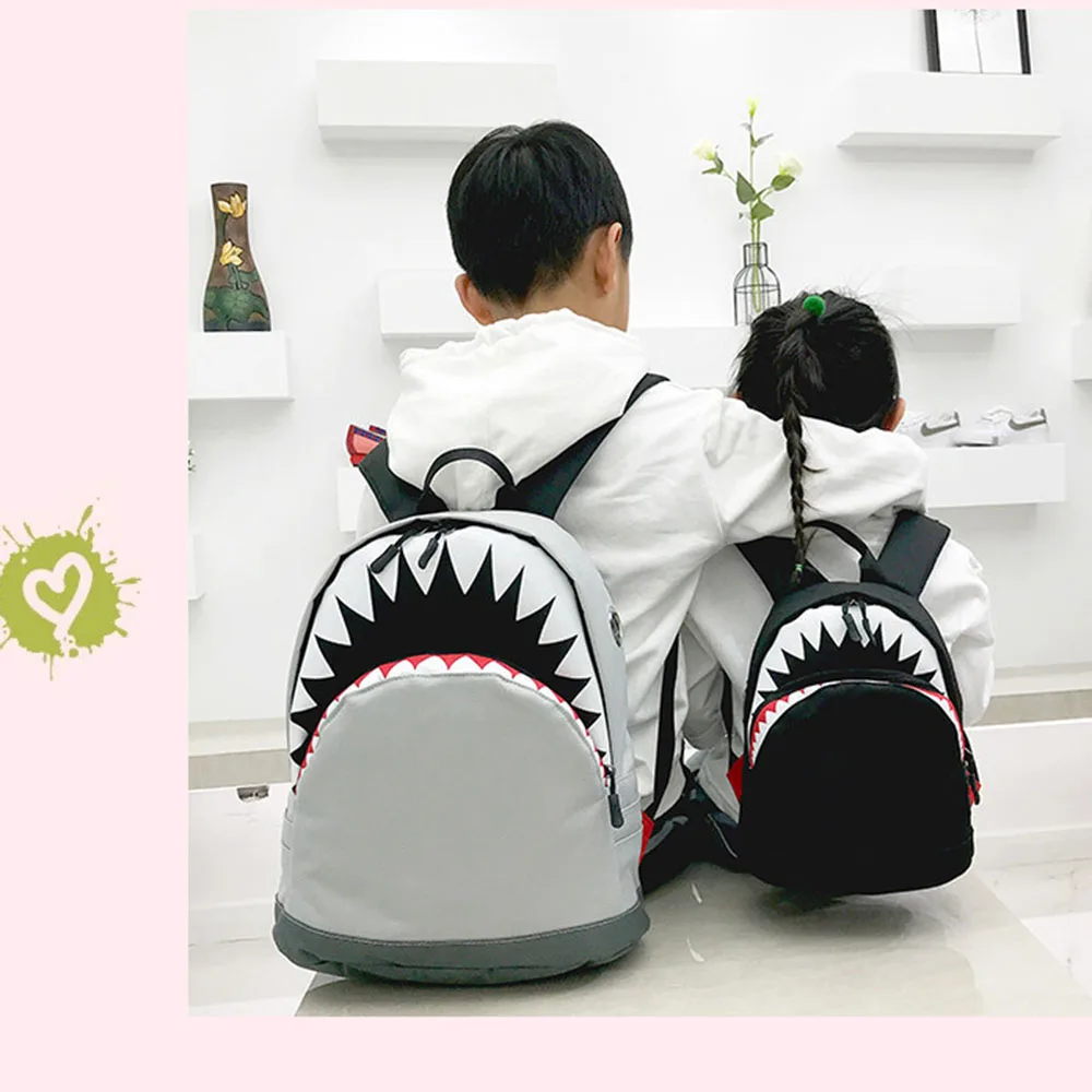 

Children's backpack Kids Shark School Bags Baby Child Kindergarten Boys Girls Child Canvas Cartoon Backpack Casual black,gray