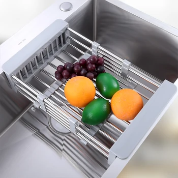 

Kitchen Utensil stainless steel Telescopic Rack Sink Dishwasher Tank, Drain Basket Kitchen Tool