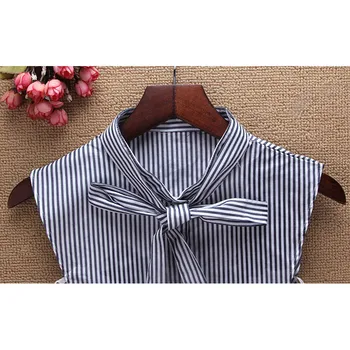 

Droppshiping Women Fake Collar Striped Bowknot Vintage Detachable Half Shirts for Sweater dg88