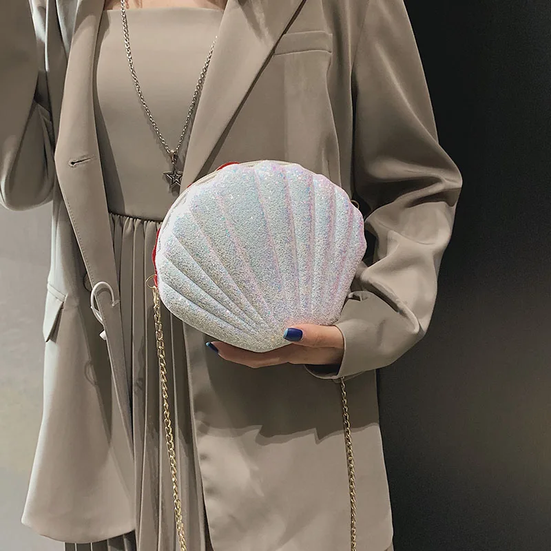 Fashion Female Bling Bling Shell Clutch Bags Chains Pearl Handbags For Women Sequin Small Shoulder Bags Diamonds Evening bags Fashion Female Bling Bling Shell Clutch Bags Chains Pearl Handbags For Women Sequin Small Shoulder Bags Diamonds Evening bags