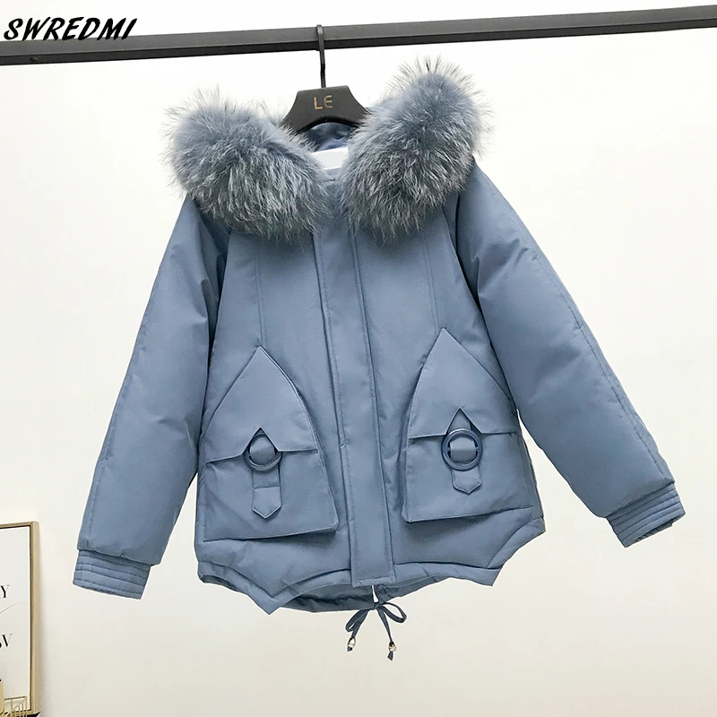 SWREDMI Winter Coat Women New Loose Fashion Dovetail Parka Female Thickening Warm Down Cotton Jacket Women Outerwear Hooded