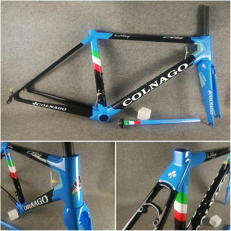 

2019 T1100 UD Black Blue Colnago C64 carbon road frames Front fork Seatpost Clamp Headset with 48/50/52/54/56cm for selection