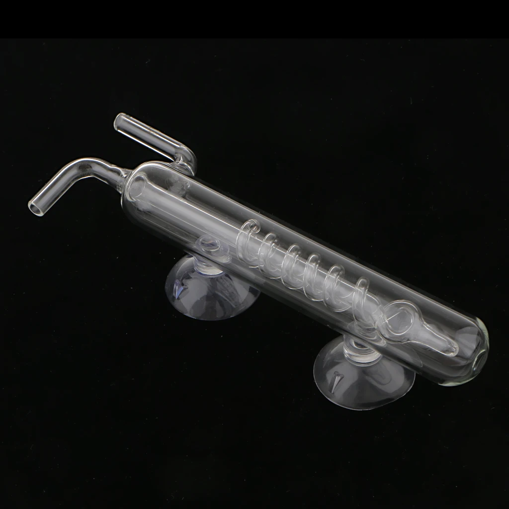 1 Piece Aquarium Tank Spiral Glass CO2 Diffuser/ Bubble Counter with 2 suction cup, Carbon Dioxide Atomizer