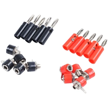 

Hot TTKK 4mm 10pcs Banana Plugs and 10pcs Banana Sockets (Black and Red) Jack Connectors