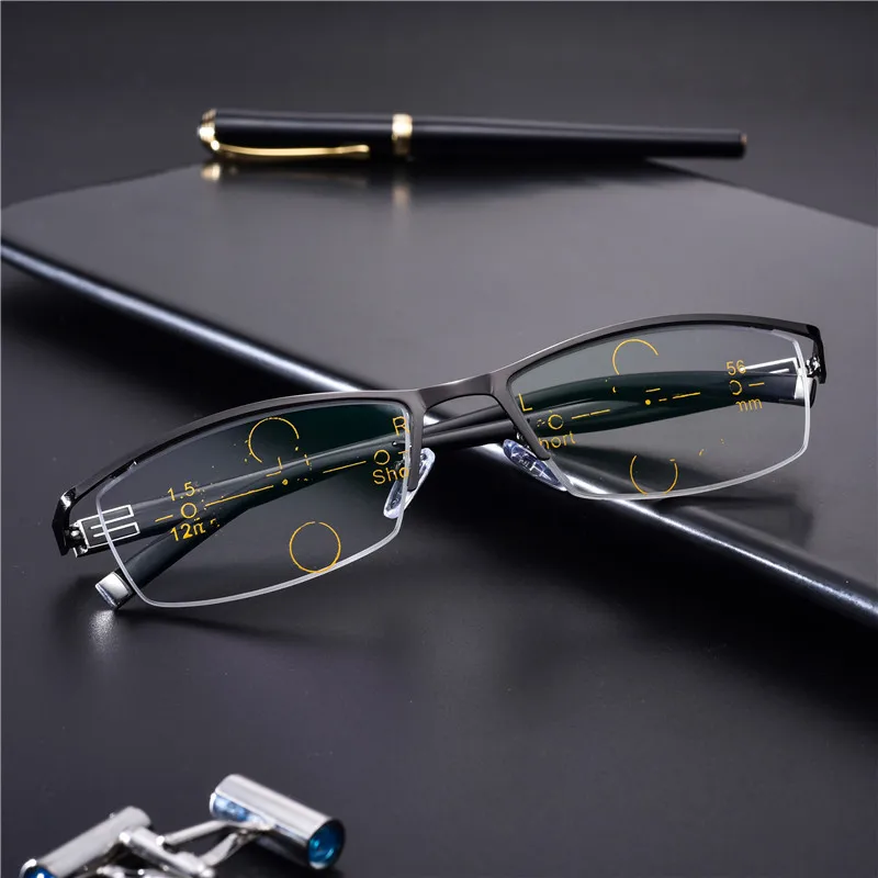 Half frame Progressive Multifocal Reading Glasses Presbyopia hyperopic