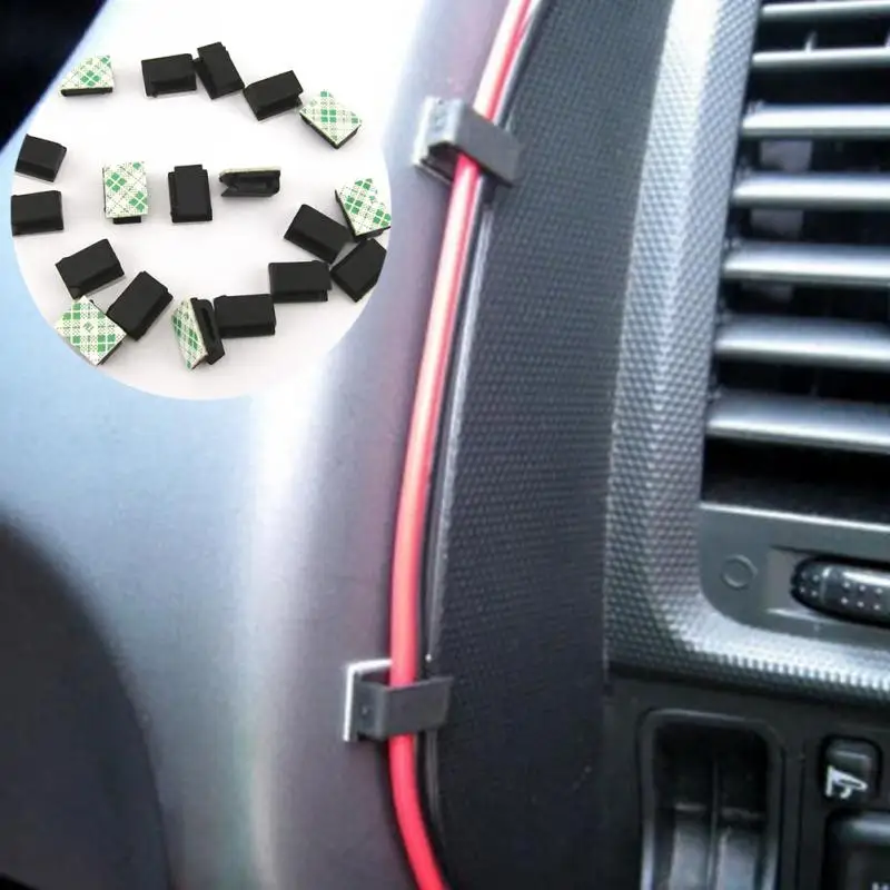 40 шт. самоклеющиеся автомобильные кабельные зажимы органайзера для сматывания кабеля прямая линия держатель шнура для организации рабочего стола проволочная стяжка фиксатор для сматывания кабеля