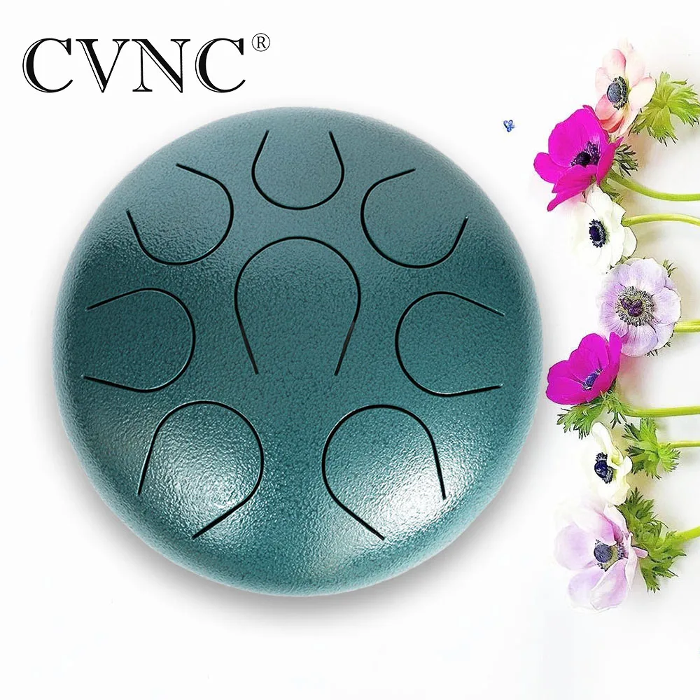 

CVNC Hand Pan Drum Chakra drum 8inch Great Christmas Gift Blue Steel Tongue Drum