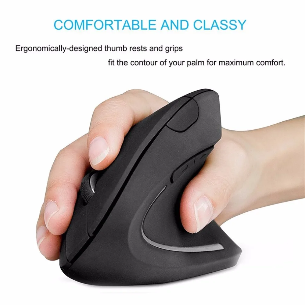 

11-W01-2180 Unique 2.4GHz USB Wireless 1000DPI Vertical Grip Ergonomic Optical Mouse with 6 Buttons Compatible with Mac OS X