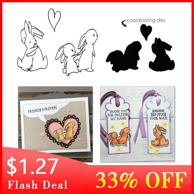 YaMinSanNiO Easter Rabbit Bunny animal metal Cutting Dies And Stamps