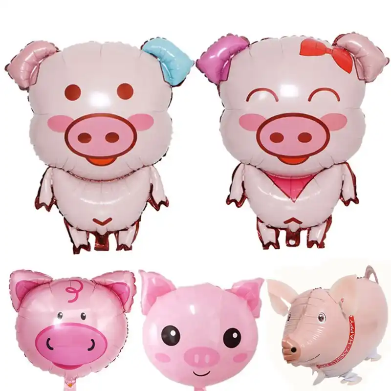 Grand Cochon Tete Feuille Marche Ballon Bebe Douche Garcon Fille Enfants Joyeux Anniversaire Fete Decoration Animal Helium Ballon Livraison Directe Aliexpress