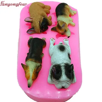 

4 Bulldog shape silicone mold food-grade decoration baking tools jelly chocolate cake mold DIY plaster mold