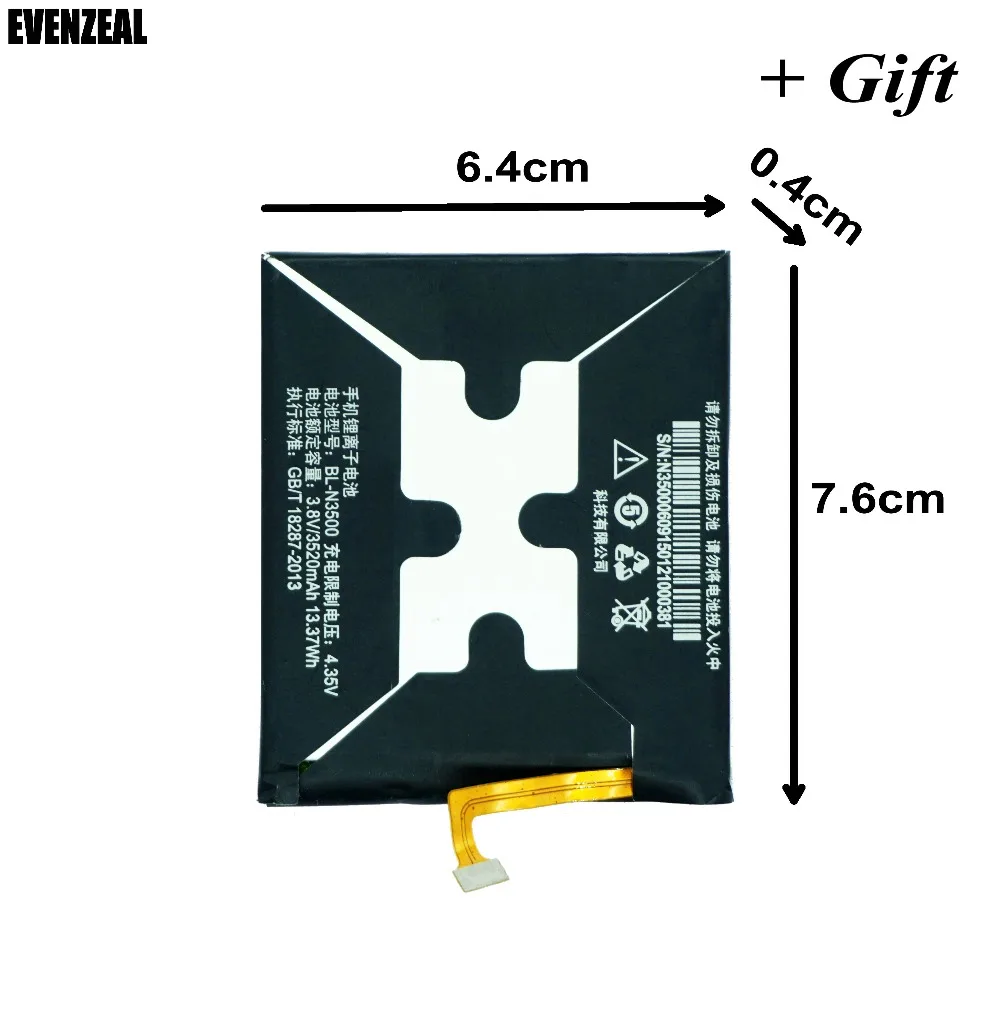 

EVENZEAL 1pcs Smart Mobile Cell Phone Li-Polymer Battery For Gionee E8 BL-N3500 BL N3500 Replacement Batteries