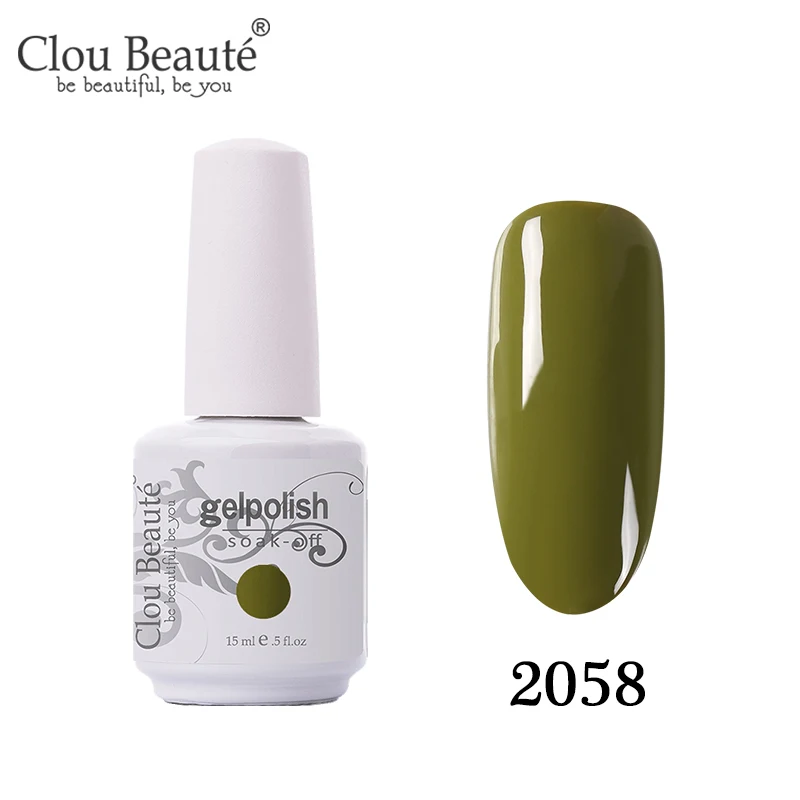 Clou Beaute оливковый зеленый Цветной Гель-лак для ногтей Светодиодный УФ-гель для ногтей замачиваемый Гель-лак для ногтей маникюр Полупостоянный Vernis Гель-лак - Color: 2058