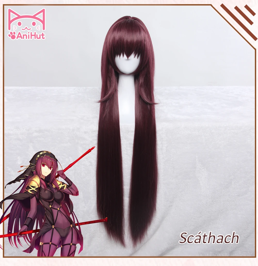 AniHut Scathach парик Fate Grand Order косплей парик синтетические термостойкие волосы женские аниме Fate Grand Order Косплей волосы