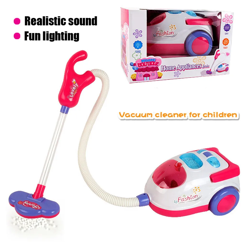 

Vacuum Cleaner For Kids Role Hoover Fun Realistic Toy Pink with Light Sound Retend Play Housekeeping Toys Kids Mini Clean Up Toy