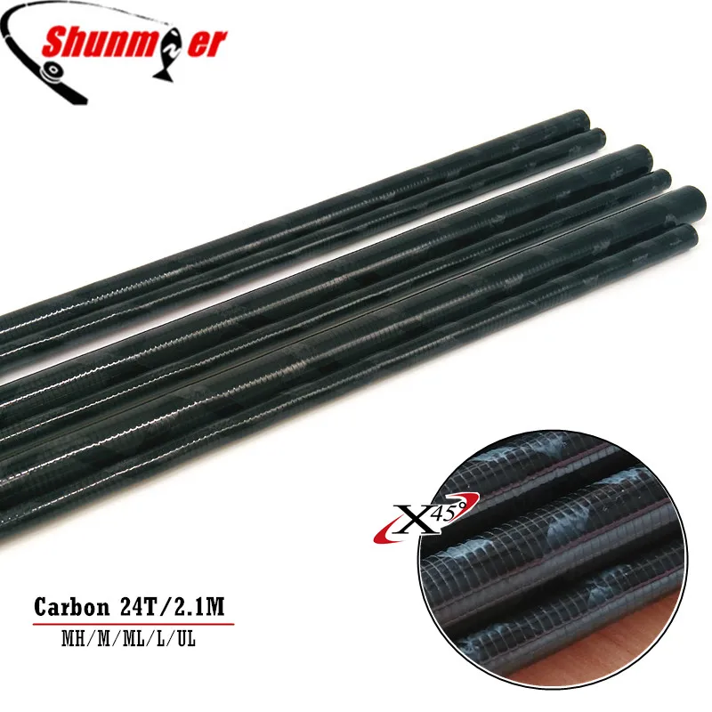 

SHUNMIER 2Set 2.1M 2Sections UL/L/ML/M/MH 24T Fast Action Carbon Fishing Rod Blank DIY Pole Repair Olta Carbon Fiber Rod Pesca