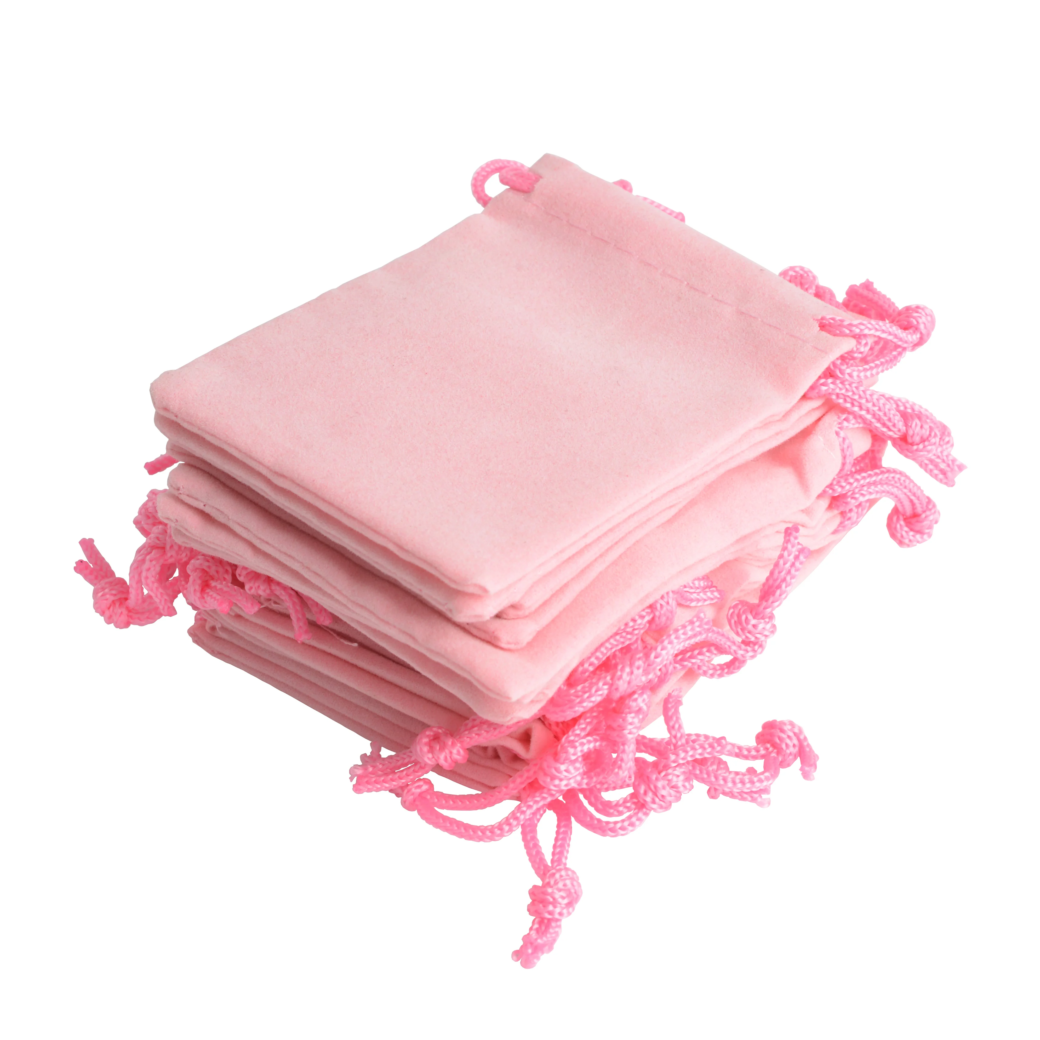 50Pcs Pink Velvet Drawstring Pouch Jewelry Bag 7x9cm New Year Christmas ...