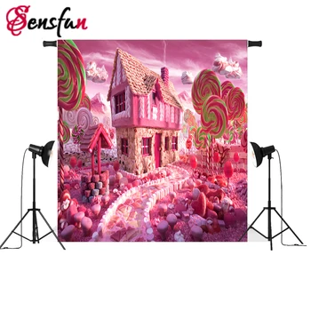 

7X5ft Customize Vinyl Photography Backdrops Candy House Computer Printed Birthday Party Newborn Background for Photo Studio